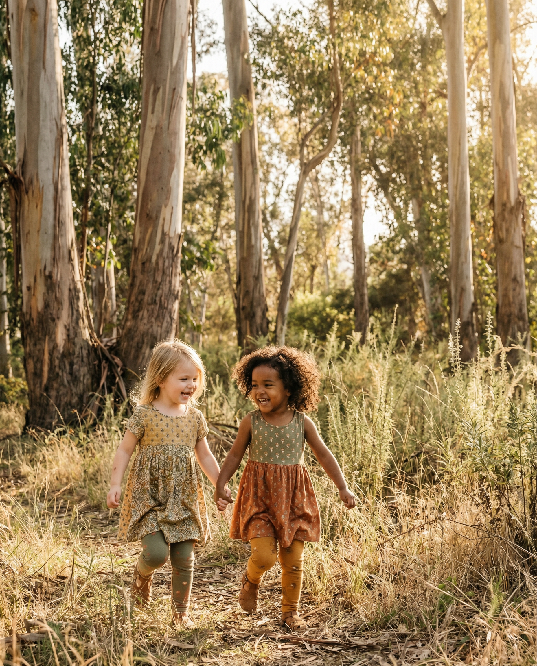 Child's hands exploring natural materials