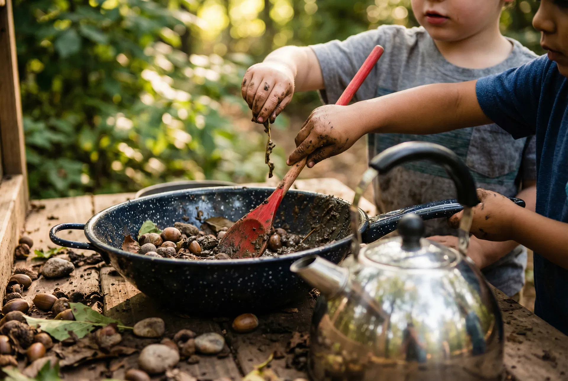 Children exploring nature together at Sandersprouts